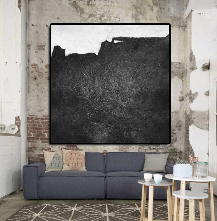 Minimal Black and White Painting #MN32A - Click Image to Close